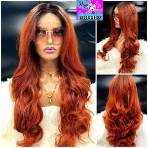 Sienna" HD Natural Deep Part, Synthetic Wig Lace Front Wig  Long Ombre Copper Wi